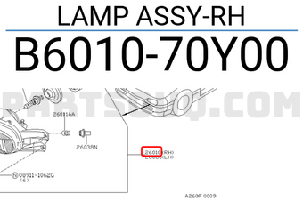 Nissan B601070Y00 LAMP ASSY-RH