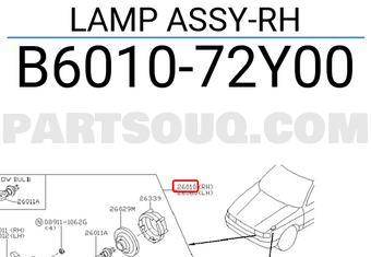 Nissan B601072Y00 LAMP ASSY-RH