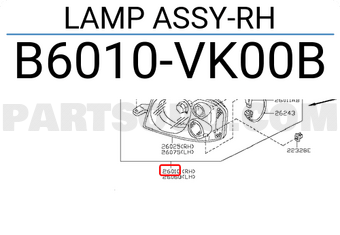 Nissan B6010VK00B LAMP ASSY-RH