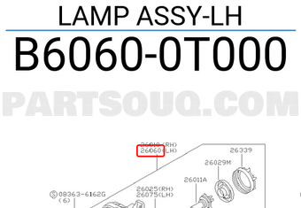 Nissan B60600T000 LAMP ASSY-LH