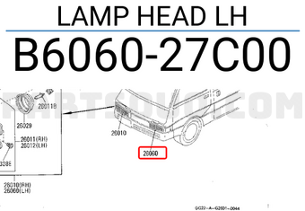 Nissan B606027C00 LAMP HEAD LH