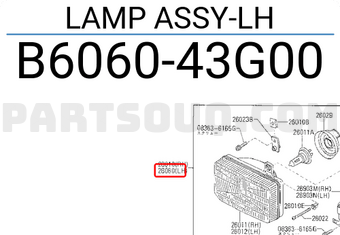 Nissan B606043G00 LAMP ASSY-LH