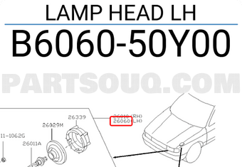Nissan B606050Y00 LAMP HEAD LH