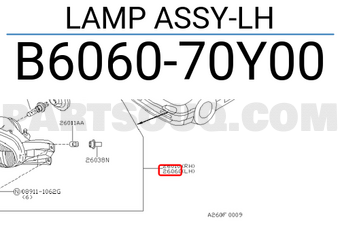 Nissan B606070Y00 LAMP ASSY-LH
