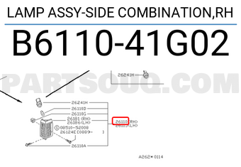 Nissan B611041G02 LAMP ASSY-SIDE COMBINATION,RH