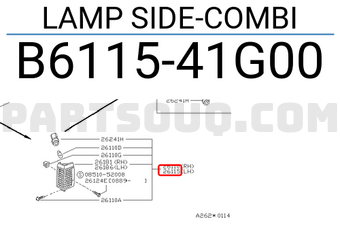 Nissan B611541G00 LAMP SIDE-COMBI