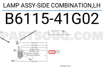 Nissan B611541G02 LAMP ASSY-SIDE COMBINATION,LH