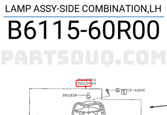 Nissan B611560R00 LAMP ASSY-SIDE COMBINATION,LH