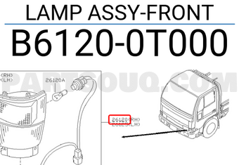 Nissan B61200T000 LAMP ASSY-FRONT