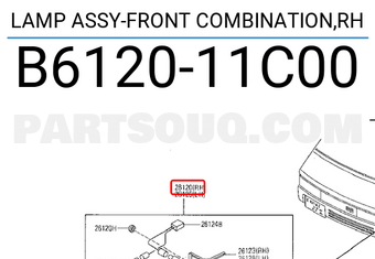 Nissan B612011C00 LAMP ASSY-FRONT COMBINATION,RH