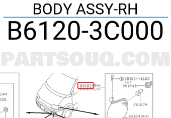 Nissan B61203C000 BODY ASSY-RH