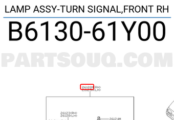 Nissan B613061Y00 LAMP ASSY-TURN SIGNAL,FRONT RH