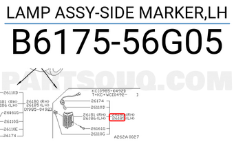 Nissan B617556G05 LAMP ASSY-SIDE MARKER,LH
