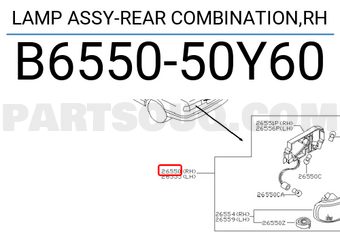 Nissan B655050Y60 LAMP ASSY-REAR COMBINATION,RH