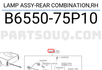 Nissan B655075P10 LAMP ASSY-REAR COMBINATION,RH