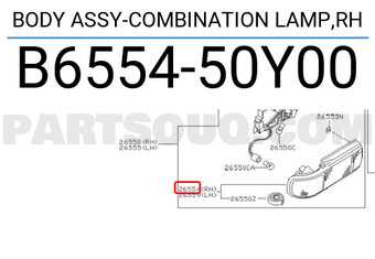 Nissan B655450Y00 BODY ASSY-COMBINATION LAMP,RH