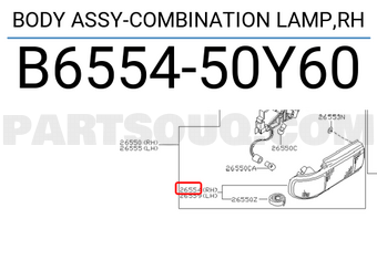 Nissan B655450Y60 BODY ASSY-COMBINATION LAMP,RH