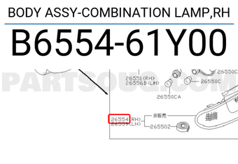Nissan B655461Y00 BODY ASSY-COMBINATION LAMP,RH