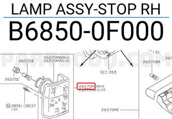 Nissan B68500F000 LAMP ASSY-STOP RH