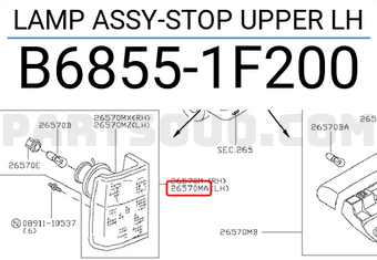 Nissan B68551F200 LAMP ASSY-STOP UPPER LH