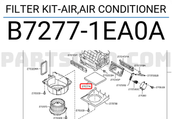 Nissan B72771EA0A FILTER KIT-AIR,AIR CONDITIONER