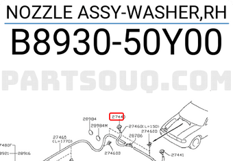 Nissan B893050Y00 NOZZLE ASSY-WASHER,RH