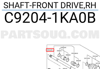 Nissan C92041KA0B SHAFT-FRONT DRIVE,RH