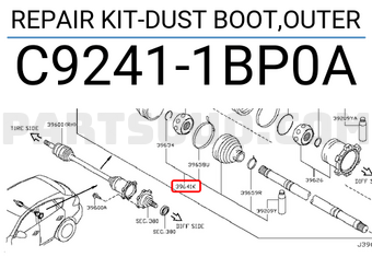 Nissan C92411BP0A REPAIR KIT-DUST BOOT,OUTER