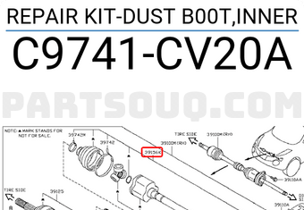 Nissan C9741CV20A REPAIR KIT-DUST B00T,INNER