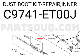Nissan C9741ET00J DUST BOOT KIT-REPAIR,INNER
