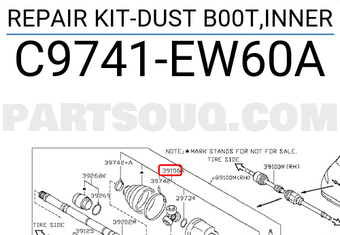 Nissan C9741EW60A REPAIR KIT-DUST B00T,INNER