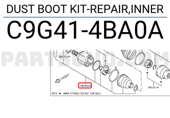 Nissan C9G414BA0A DUST BOOT KIT-REPAIR,INNER