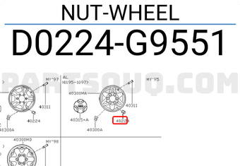 Nissan D0224G9551 NUT-WHEEL