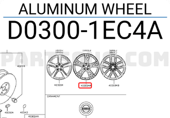 Nissan D03001EC4A ALUMINUM WHEEL