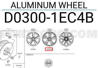 Nissan D03001EC4B ALUMINUM WHEEL