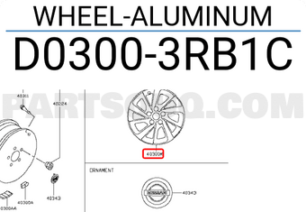 Nissan D03003RB1C WHEEL-ALUMINUM