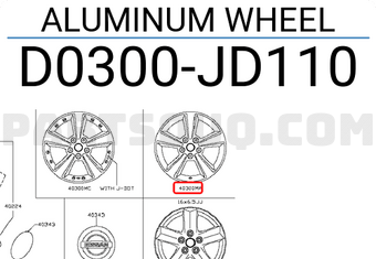 Nissan D0300JD110 ALUMINUM WHEEL