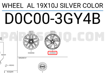 Nissan D0C003GY4B WHEEL AL 19X10J SILVER COLOR