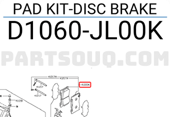 Nissan D1060JL00K PAD KIT-DISC BRAKE