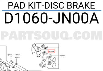 Nissan D1060JN00A PAD KIT-DISC BRAKE