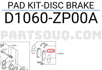 Nissan D1060ZP00A PAD KIT-DISC BRAKE