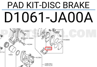Nissan D1061JA00A PAD KIT-DISC BRAKE
