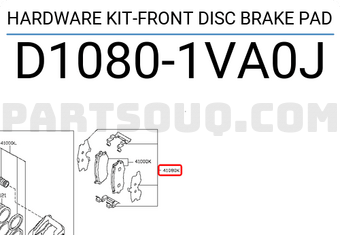 Nissan D10801VA0J HARDWARE KIT-FRONT DISC BRAKE PAD