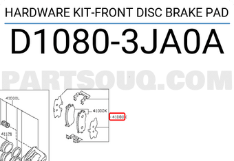 Nissan D10803JA0A HARDWARE KIT-FRONT DISC BRAKE PAD
