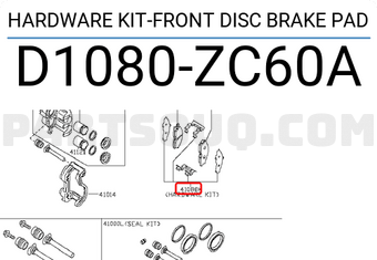Nissan D1080ZC60A HARDWARE KIT-FRONT DISC BRAKE PAD