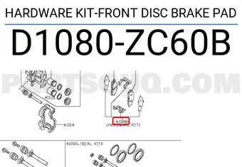 Nissan D1080ZC60B HARDWARE KIT-FRONT DISC BRAKE PAD