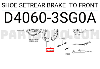 Nissan D40603SG0A SHOE SETREAR BRAKE TO FRONT