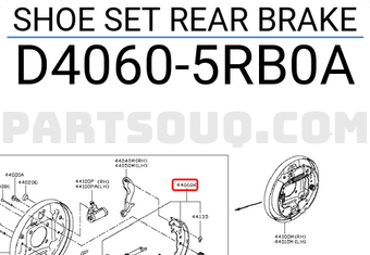 Nissan D40605RB0A SHOE SET REAR BRAKE