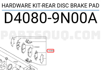 Nissan D40809N00A HARDWARE KIT-REAR DISC BRAKE PAD