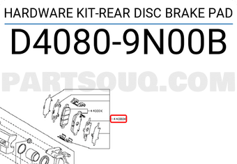Nissan D40809N00B HARDWARE KIT-REAR DISC BRAKE PAD